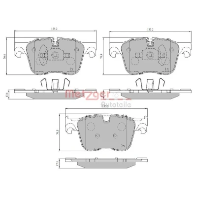 Billede af METZGER 1170850 Bremseklodser foraksel med anti knirke plade PEUGEOT: 308 SW 2, II Hatchback, CITROËN: C4 Grand Picasso 2