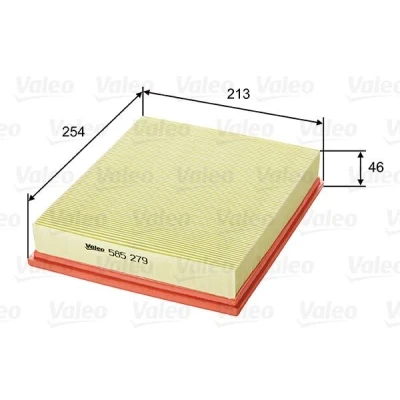 Billede af VALEO 585279 Luftfilter 46 213 254 Filterindsats FORD: Sierra Mk2 Sedan, Granada, Mk1 Hatchback, OPEL: Omega A Caravan
