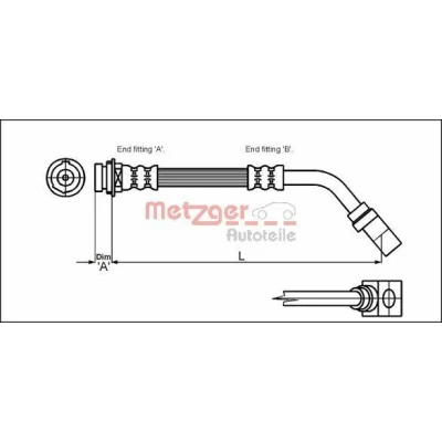 Billede af METZGER 4114751 Bremseslange 395 M10 x 1