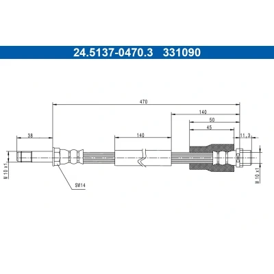 Billede af ATE 24.5137 0470.3 Bremseslange 470 M10x1 VOLKSWAGEN: Crafter 30 35 Bus