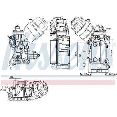 Billede af NISSENS 91355 Olieradiator med oliefilterhus filter OPEL: Corsa D Hatchback