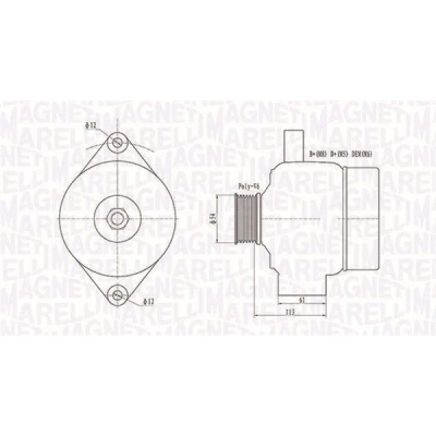 Billede af MAGNETI MARELLI 063731952010 Generator 12V 130A SAAB: 9 3 Sedan, Cabriolet, Stationcar, CADILLAC: BLS Stationcar