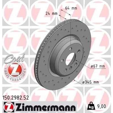 Billede af ZIMMERMANN 150.2982.52 Bremseskiver 345 24 6/5 5 112 indvendigt ventileret, hullet coatet højkarboniseret BMW: 3 Sedan, Touring