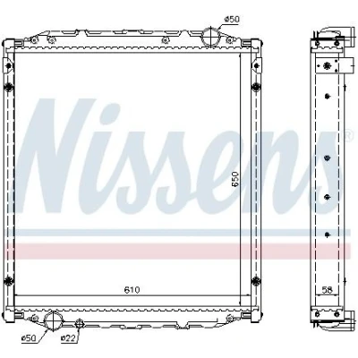 Billede af NISSENS 62876A Radiator Aluminium 650 610 58 med ramme Loddet køleripper