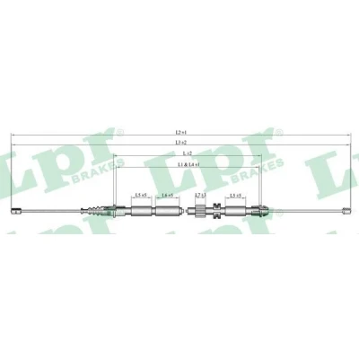 Billede af LPR C0263B Håndbremsekabel 1720/1515 Skivebremse FORD: MONDEO 3 Kombi