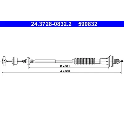 Billede af ATE 24.3728 0832.2 Koblingskabel med automatisk justering PEUGEOT: 206 Hatchback