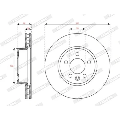 Billede af FERODO Bremseskive VOLKSWAGEN: Crafter Van 325mm 30mm 5 16.6 ventileret coatet DDF3104C 1 2N0615301B Bremseskiver, Skivebremser