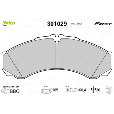 Billede af VALEO 301029 Bremseklodser FIRST foraksel uden anti knirke plade IVECO: EuroCargo I III, Daily 3 Kasten/Kombi, V Van / Stationcar