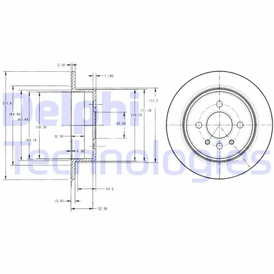 Billede af DELPHI BG2202 Bremseskiver 258 10 4 fuldstændigt olieret ubehandlet uden hjullejer, ABS sensorring BMW: 3 Sedan, Touring, Cabriolet