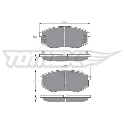 Billede af TOMEX brakes TX 17 08 Bremseklodser foraksel med akustisk advarsel for slid KIA: Optima / K5 Sedan, SOUL 2, HYUNDAI: ix20
