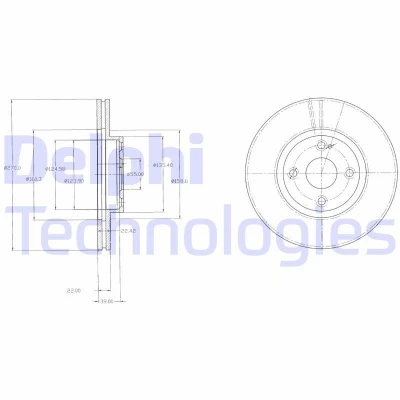 Billede af DELPHI BG3966 Bremseskiver 270 22 4 ventileret olieret ubehandlet uden hjullejer, ABS sensorring MAZDA: MX 5 2