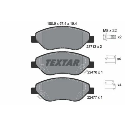Billede af TEXTAR 2247601 Bremseklodser med akustisk advarsel for slid bremsecaliperskruer tilbehør FIAT: Tipo Stationcar, Hatchback