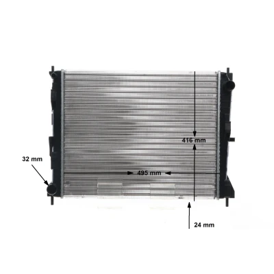 Billede af MAHLE ORIGINAL CR 1691 000S Radiator til køretøjer uden klimaanlæg 494 416 24 Mekanisk fuget køleripper NISSAN: Note I, MICRA 3, RENAULT: CLIO 3