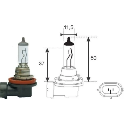 Billede af MAGNETI MARELLI 002549100000 Pære, fjernlys H11 12V 55w PGJ 19 2 Halogen FORD: MONDEO 4 Turnier, 3, 3 Kombi, BMW: 1 Hatchback