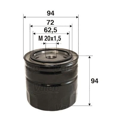 Billede af VALEO 586026 Oliefilter M20x1.5 Påskruet filter VOLVO: V40 Stationcar, S40 I, 460 L, RENAULT: ESPACE 2, 30, 3, JEEP: Cherokee II