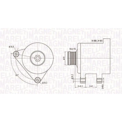 Billede af MAGNETI MARELLI 063731553010 Generator 12V 150A PEUGEOT: 307 Stationcar, Hatchback, 406 CITROËN: Jumper II Bus, Jumpy I MPV