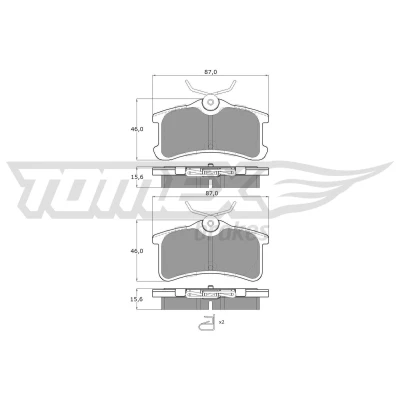 Billede af TOMEX brakes TX 13 65 Bremseklodser bagaksel med akustisk advarsel for slid tilbehør TOYOTA: Corolla VIII Compact, Liftback