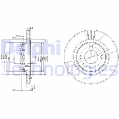 Billede af DELPHI BG2784 Bremseskiver 280 22 4 ventileret olieret ubehandlet uden hjullejer, ABS sensorring AUDI: 80 B4 Sedan, Cabriolet B4, Avant