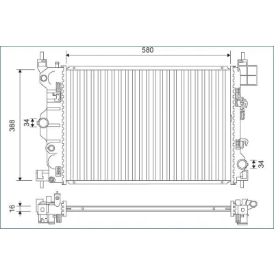 Billede af VALEO 701171 Radiator Aluminium 580 388 16 uden kølemiddelregulering Loddet køleripper