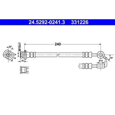 Billede af ATE 24.5292 0241.3 Bremseslange 240 M10x1 NISSAN: Qashqai 2, / Qashqai+2 I