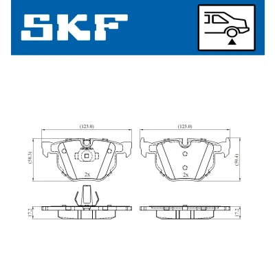 Billede af SKF VKBP 90240 Bremseklodser Forberedt til slidindikator BMW: X6