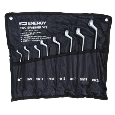 Billede af ENERGY NE01001SK8 Dobbelt ringnøglesæt 6x7, 8x9, 10x11, 12x13, 14x15, 16x17, 18x19, 20x22 mm 8 Krom vanadium stål