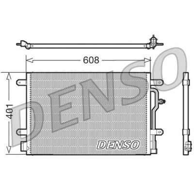 Billede af DENSO DCN02011 Kondensator uden tørrer 608x401x16 R 134a 608 AUDI: A4 B6/B7 Cabriolet, B6 Sedan, Avant