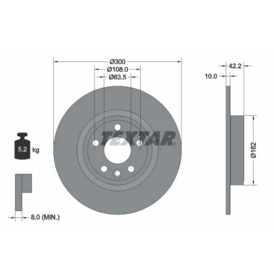 Billede af TEXTAR PRO 92293803 Bremseskiver 300 10 05/06 108 fuldstændigt coatet uden hjulbolte, hjulnav LAND ROVER: Discovery Sport