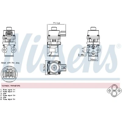 Billede af NISSENS 98368 EGR Ventil uden køler SUZUKI: Alto VII, Splash, MAZDA: 3 Hatchback