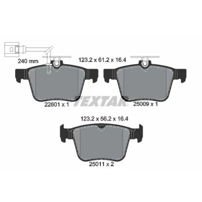 Billede af TEXTAR 2260101 Bremseklodser med indbygget slid advarselskontakt AUDI: A3 Sportback, Sedan, Q3 VOLKSWAGEN: T Roc, SEAT: Ateca