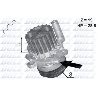 Billede af DOLZ A224 Vandpumpe med fordamper VOLKSWAGEN: GOLF 6, Polo V Hatchback, Touran I, AUDI: A4 B8 Avant, A6 C7 A5 Coupe, SKODA: Octavia 2 Combi