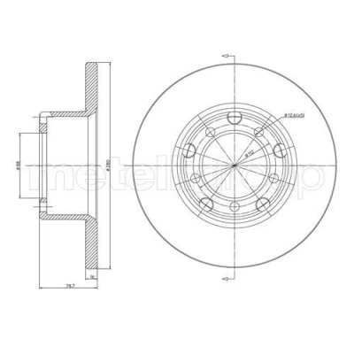 Billede af METELLI 23 0210 Bremseskiver 279,5 16,0 5 88,0 fuldstændigt MERCEDES BENZ: T1 Ladvogn/Chassis