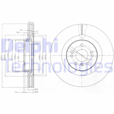 Billede af DELPHI BG9013 Bremseskiver 350 32 5 ventileret olieret ubehandlet uden hjullejer, ABS sensorring MERCEDES BENZ: ML klasse, R klasse
