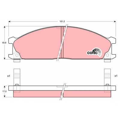 Billede af TRW COTEC GDB766 Bremseklodser med akustisk advarsel for slid NISSAN: Pick Up, NP300 up