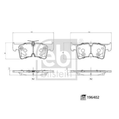 Billede af FEBI BILSTEIN 196402 Bremseklodser bagaksel Ekskl. slidadvarselskontakt med anti knirke plade VW: Multivan T7 (STM, STN) 1.5 TSi, 2.0 TSi