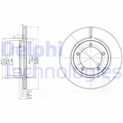 Billede af DELPHI BG2534 Bremseskiver 277 18 5 ventileret olieret ubehandlet uden hjullejer, ABS sensorring