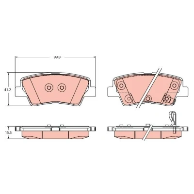 Billede af TRW GDB2353 Bremseklodser med akustisk advarsel for slid KIA: Optima / K5 Sedan