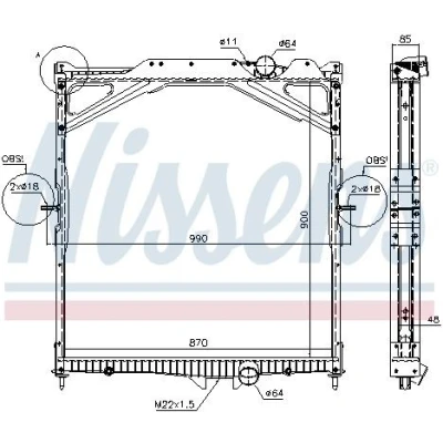 Billede af NISSENS 65467A Radiator Aluminium 900 870 48 med ramme Loddet køleripper