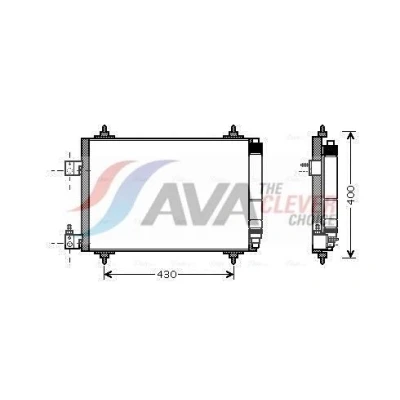 Billede af PRASCO PEA5286D Kondensator med tørrer 14,3 10,9 Aluminium 550 R 134a CITROËN: C5 III Stationcar, 3, II Hatchback, PEUGEOT: 407 SW, Sedan