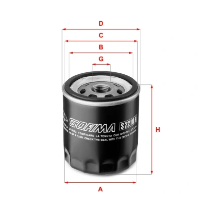 Billede af SOFIMA S 2210 R Oliefilter 3/4 16 UNF med to returløbs stop ventiler Påskruet filter FIAT: Panda I Hatchback, Uno Seicento / 600 Hatchback