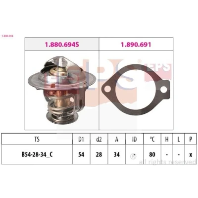 Billede af EPS 1.880.694 Termostat 80 54 Made in Italy OE Equivalent med pakning CHEVROLET: Cruze Sedan, Captiva, Nubira Sedan