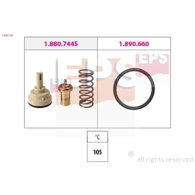 Billede af EPS 1.880.744 Termostat 105 Made in Italy OE Equivalent med pakning, uden forbindelsesstykker VOLKSWAGEN: Golf 6, Passat B7 Variant, 5