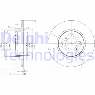 Billede af DELPHI BG3769 Bremseskiver 247 12 4 fuldstændigt olieret ubehandlet uden hjullejer, ABS sensorring SUZUKI: Wagon R+ II Hatchback