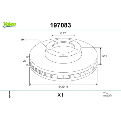 Billede af VALEO 197083 Bremseskiver foraksel 325 25 5 ventileret BMW: X3
