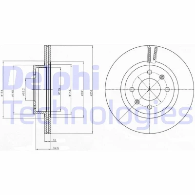 Billede af DELPHI BG4295 Bremseskiver 252 18 4 ventileret olieret ubehandlet uden hjullejer, ABS sensorring KIA: Picanto II, I, HYUNDAI: i10 I