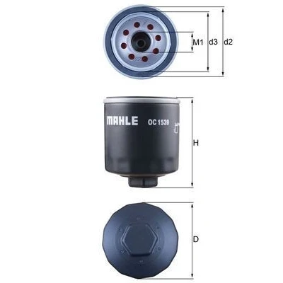 Billede af MAHLE ORIGINAL OC 1539 Oliefilter med en returløbs stop ventil Påskruet filter FORD: Transit V363 Van, Ladvogn / Chassis