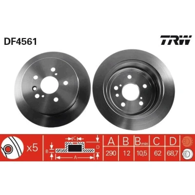 Billede af TRW DF4561 Bremseskiver 291 12 5 114,3 fuldstændigt lakeret TOYOTA: Avensis Verso