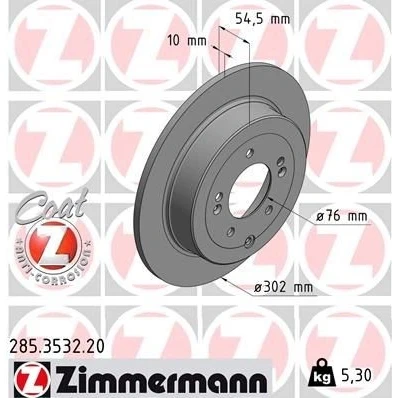 Billede af ZIMMERMANN COAT Z 285.3532.20 Bremseskiver 302 10 8/5 5 114 fuldstændigt coatet HYUNDAI: Tucson, KIA: Sportage IV