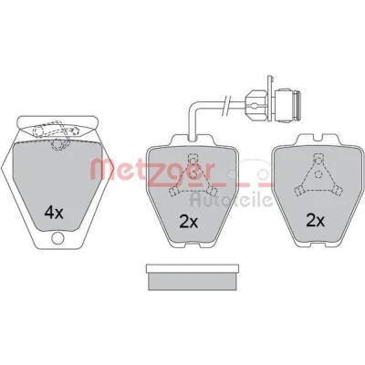 Billede af METZGER 1170280 Bremseklodser foraksel med indbygget slidsensor anti knirke plade AUDI: 100 C4 Sedan, A6 Avant