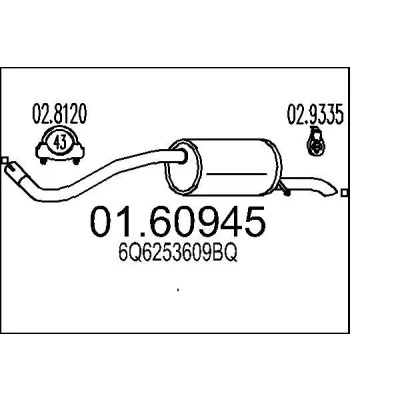 Billede af MTS 01.60945 Lydpotte 1170 VOLKSWAGEN: Polo V Hatchback, IV SKODA: Fabia 2, I SEAT: Ibiza 4 ST